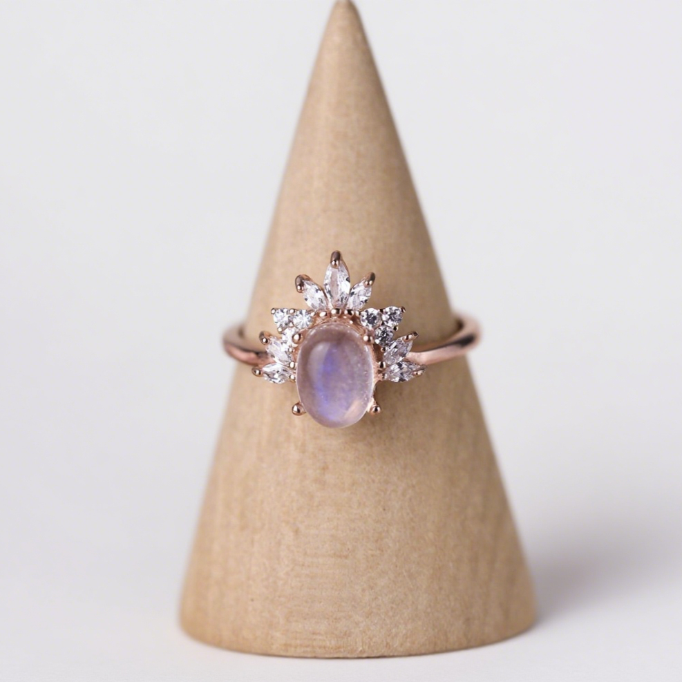 Luna Oval Ring – Moonstone & Rose Gold Vermeil