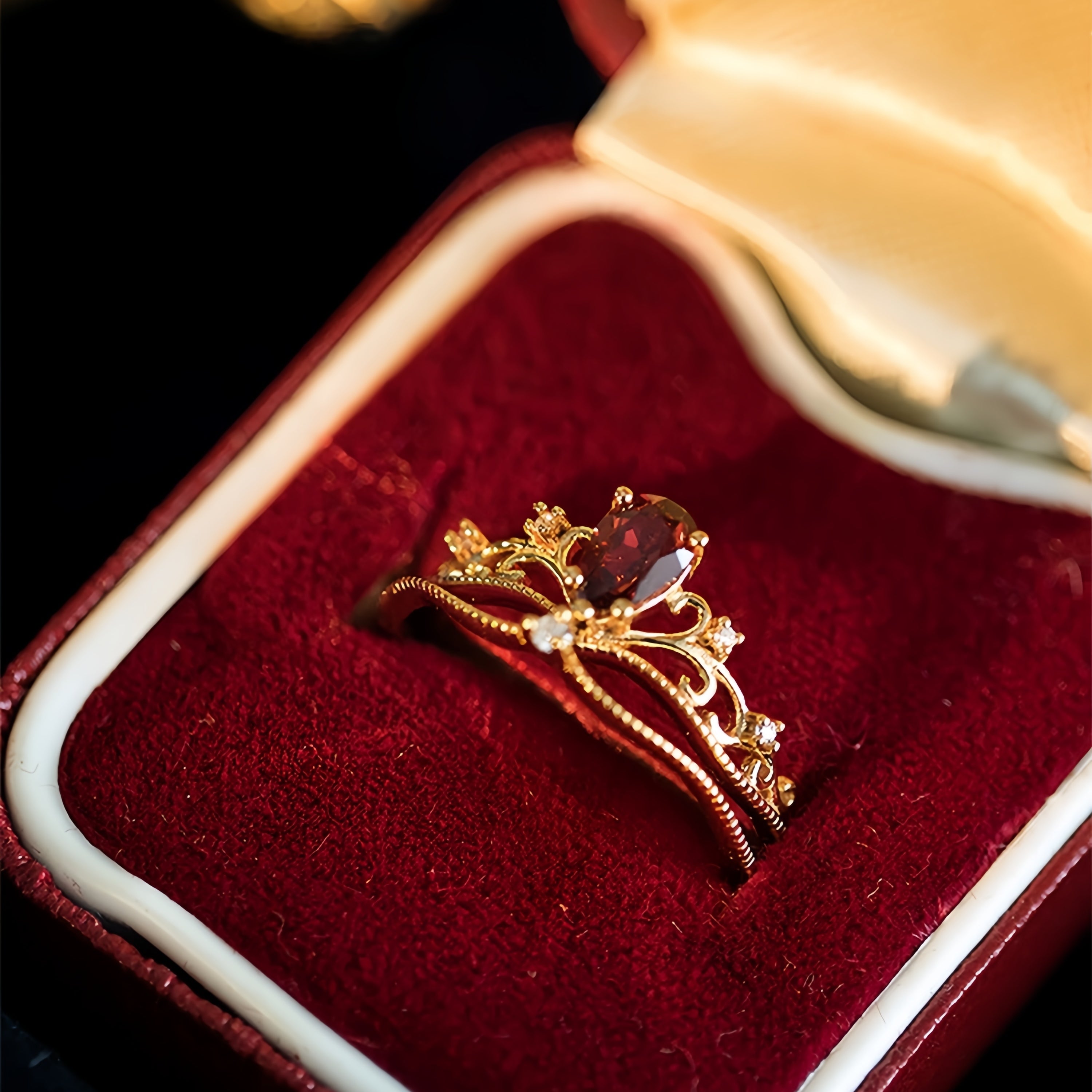 Crimson Crown Ring Set
