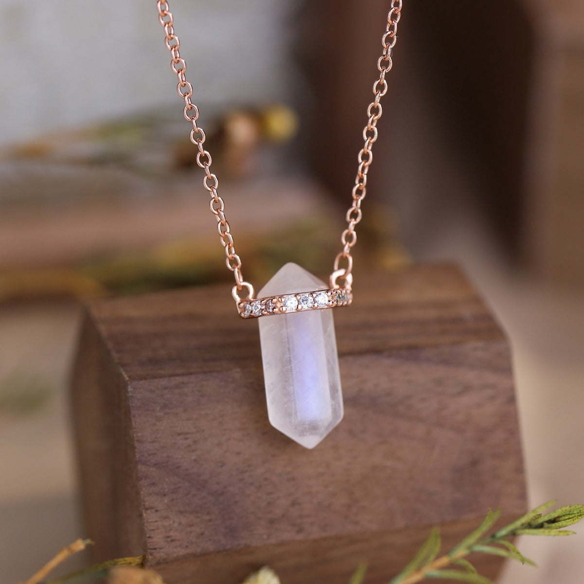 Minimalist Sterling Hexa Moon Necklace