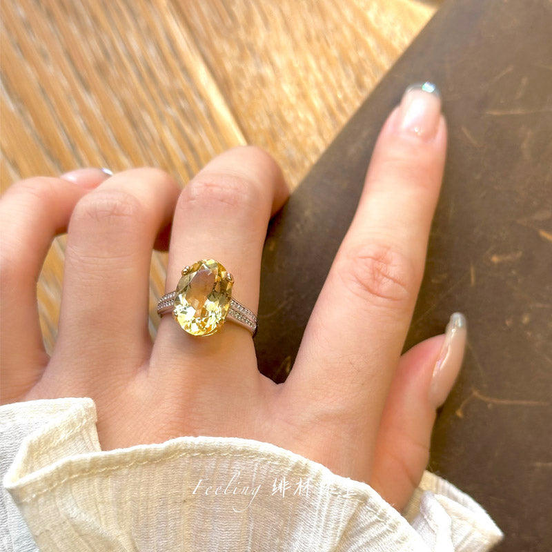 Sterling Silver Oval-Cut Citrine Ring