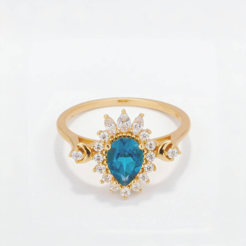 Lunar Halo Blue Topaz Ring