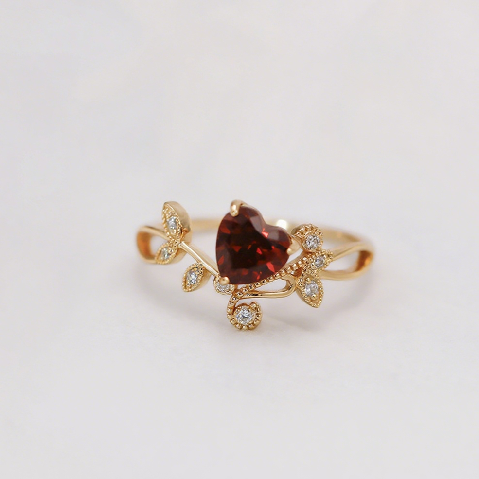 Crimson Vine Garnet Ring
