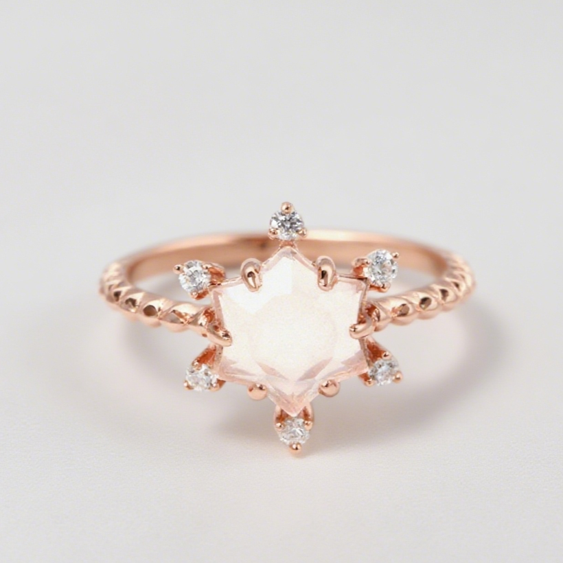 Stellar Blush Rose Quartz Ring