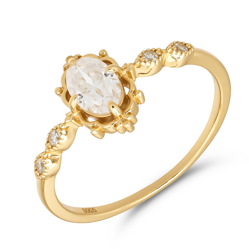 Vintage Oval Crown Moissanite Ring