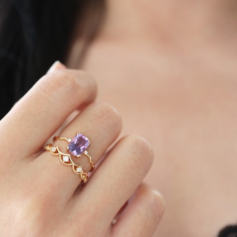Moonlit Amethyst Stacking Ring