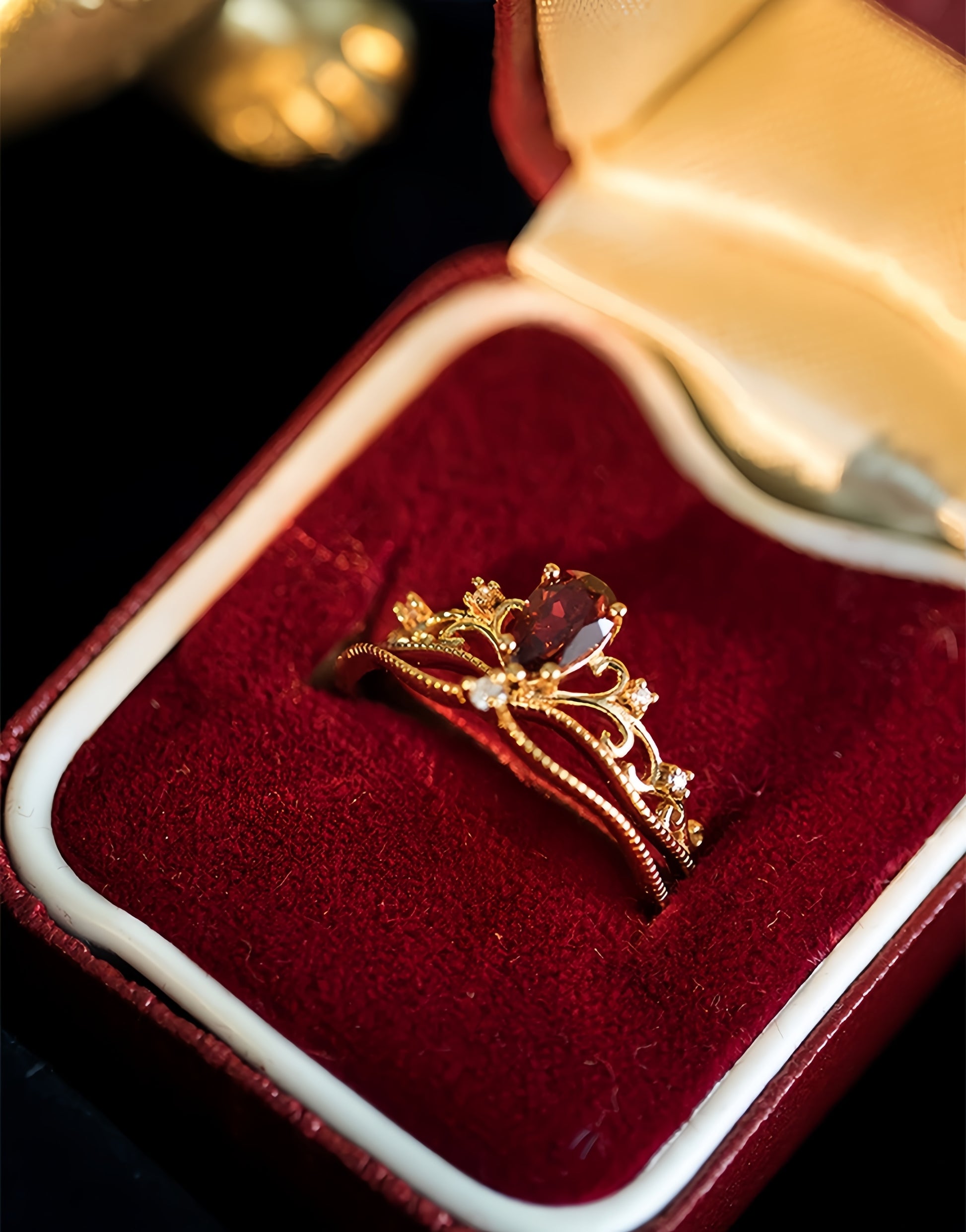 Crimson Crown Ring Set