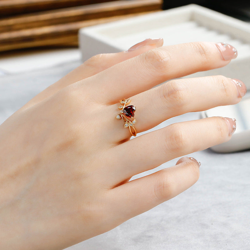 Crimson Vine Garnet Ring