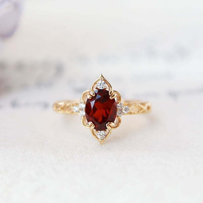 Vintage Crimson Garnet Ring