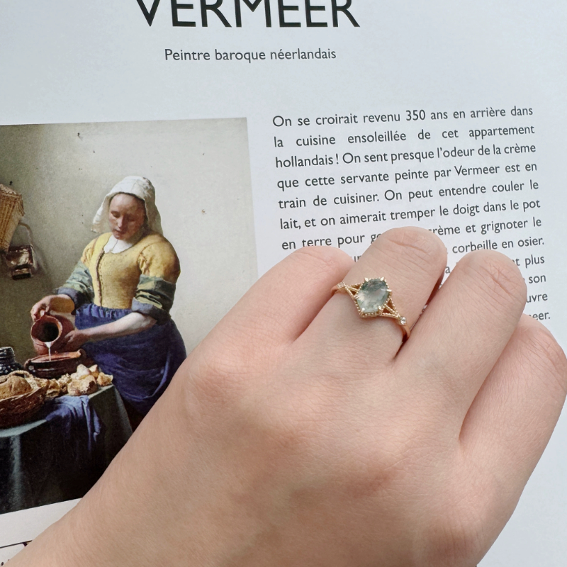 Verdant Prism Moss Agate Ring