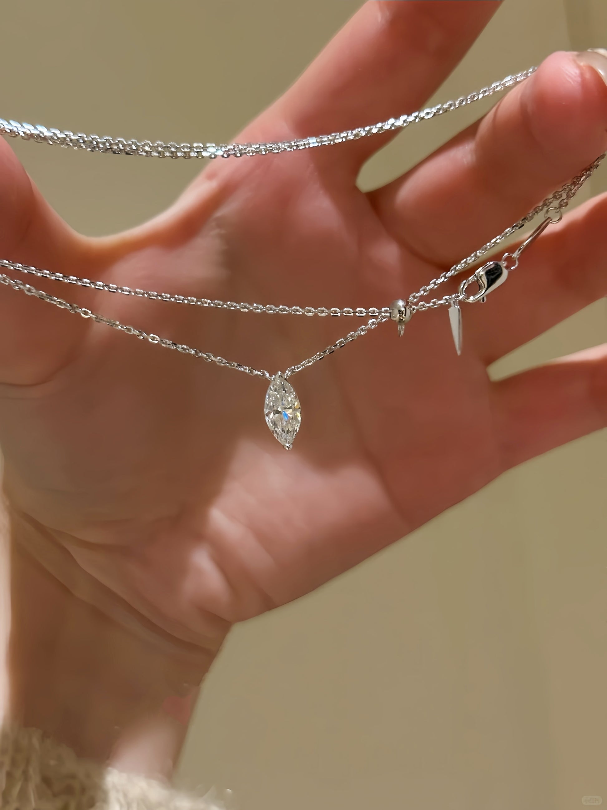 Marquise Moissanite Drop Necklace