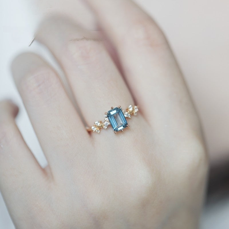 London Blue Emerald-Cut Topaz Ring
