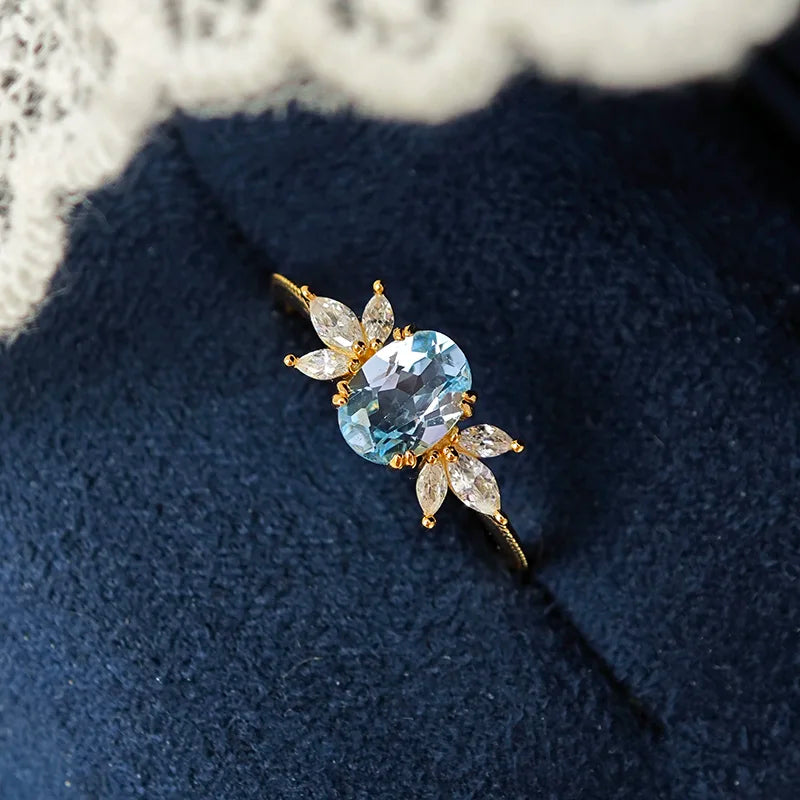 Blue Topaz Bloom Ring