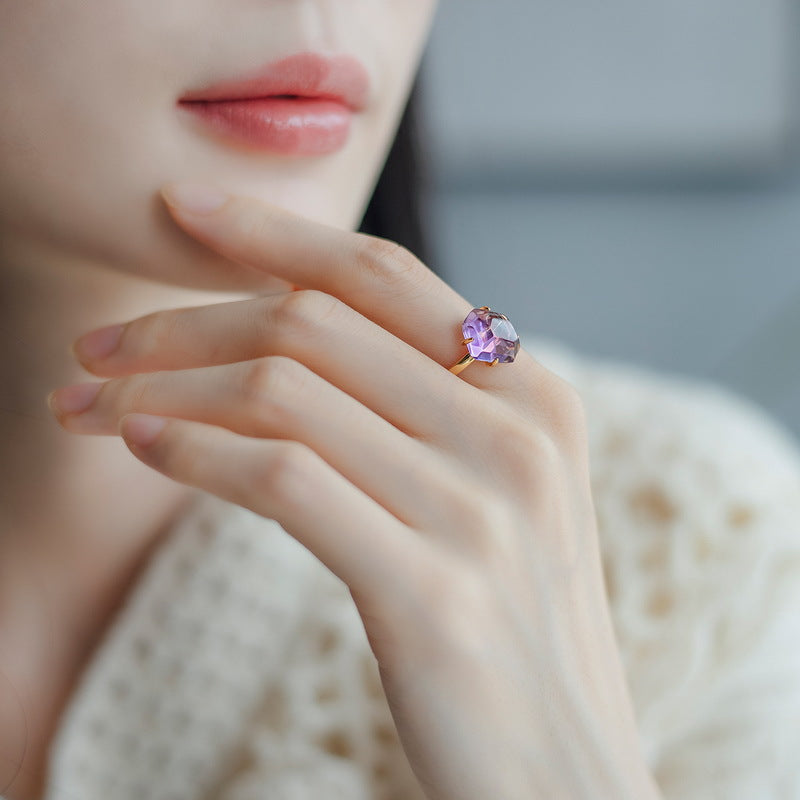 Irregular Amethyst Sterling Silver Ring