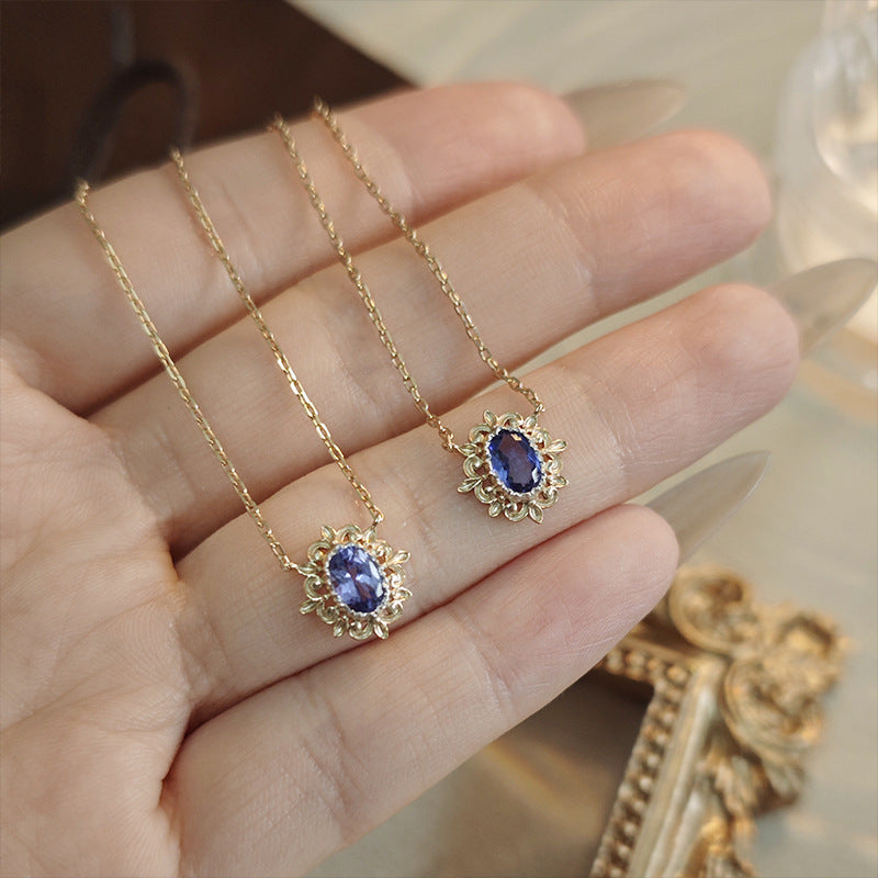 Vintage Oval Cut Tanzanite Necklace