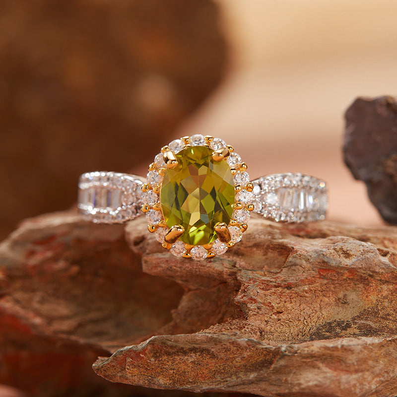 Silver Crystal Halo Ring