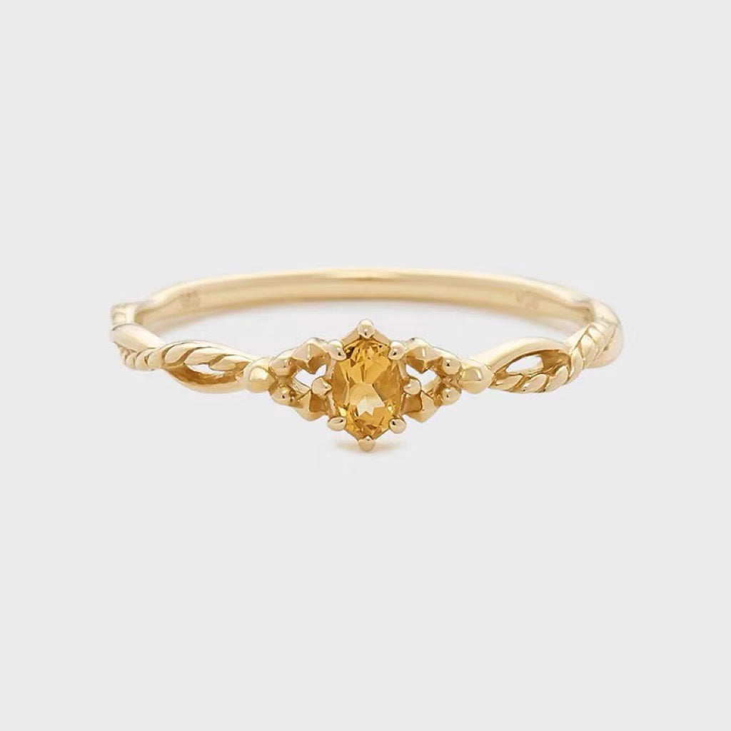 Golden Crown Citrine Ring Set