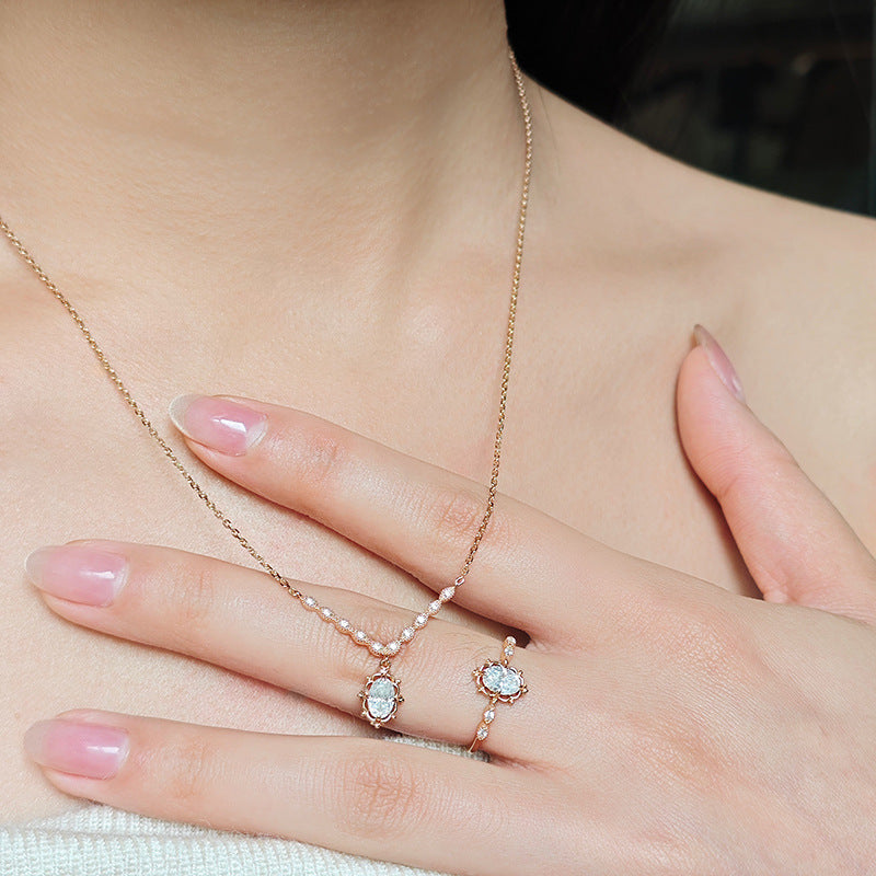 Vintage Oval Crown Moissanite Ring