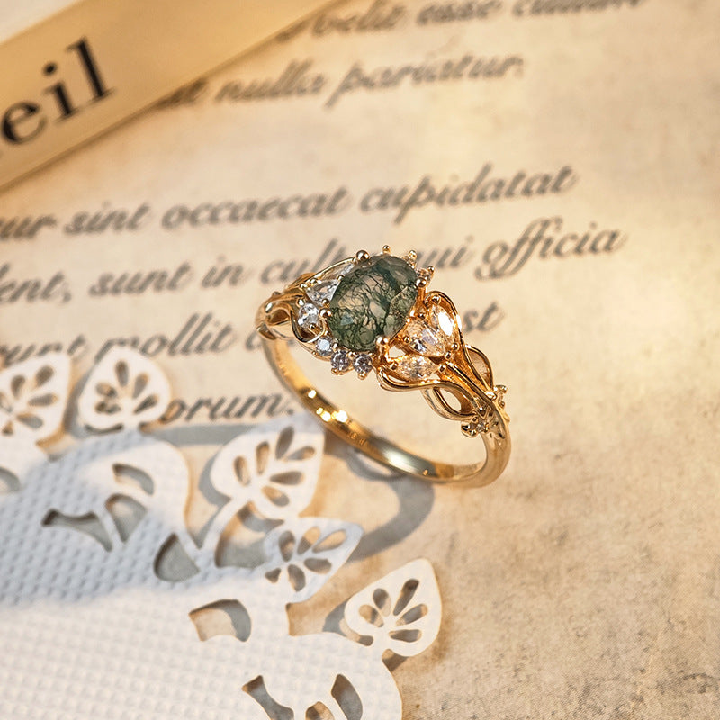 Moss Agate Verdant Grace Ring