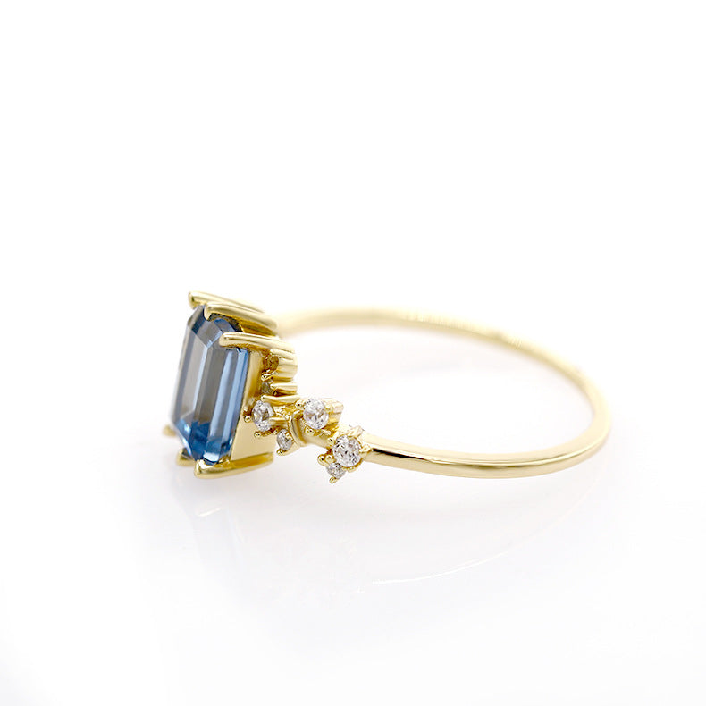 London Blue Emerald-Cut Topaz Ring