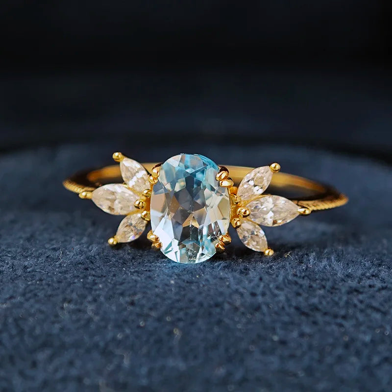 Blue Topaz Bloom Ring
