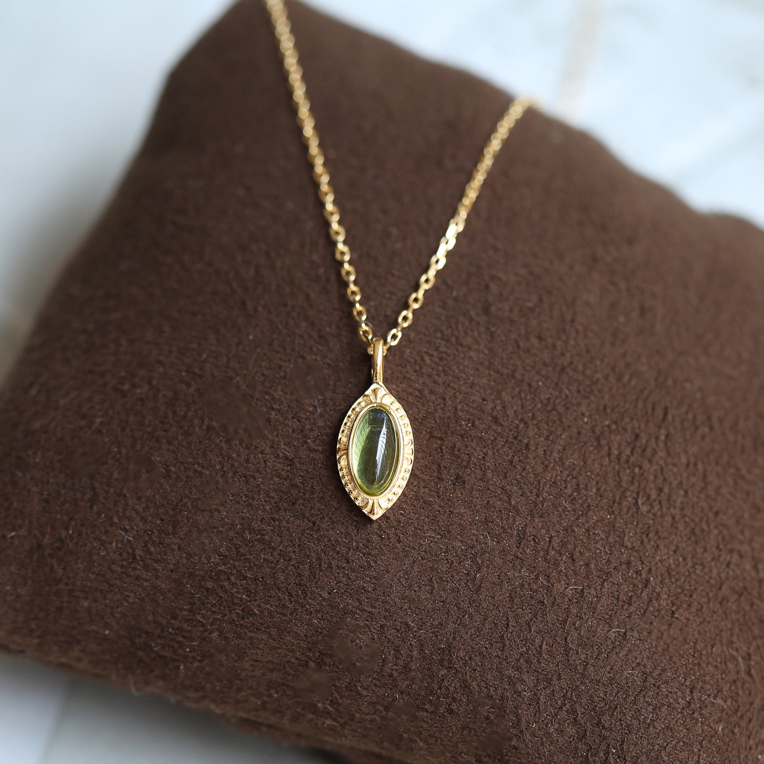 Olive Leaf Pendant Necklace