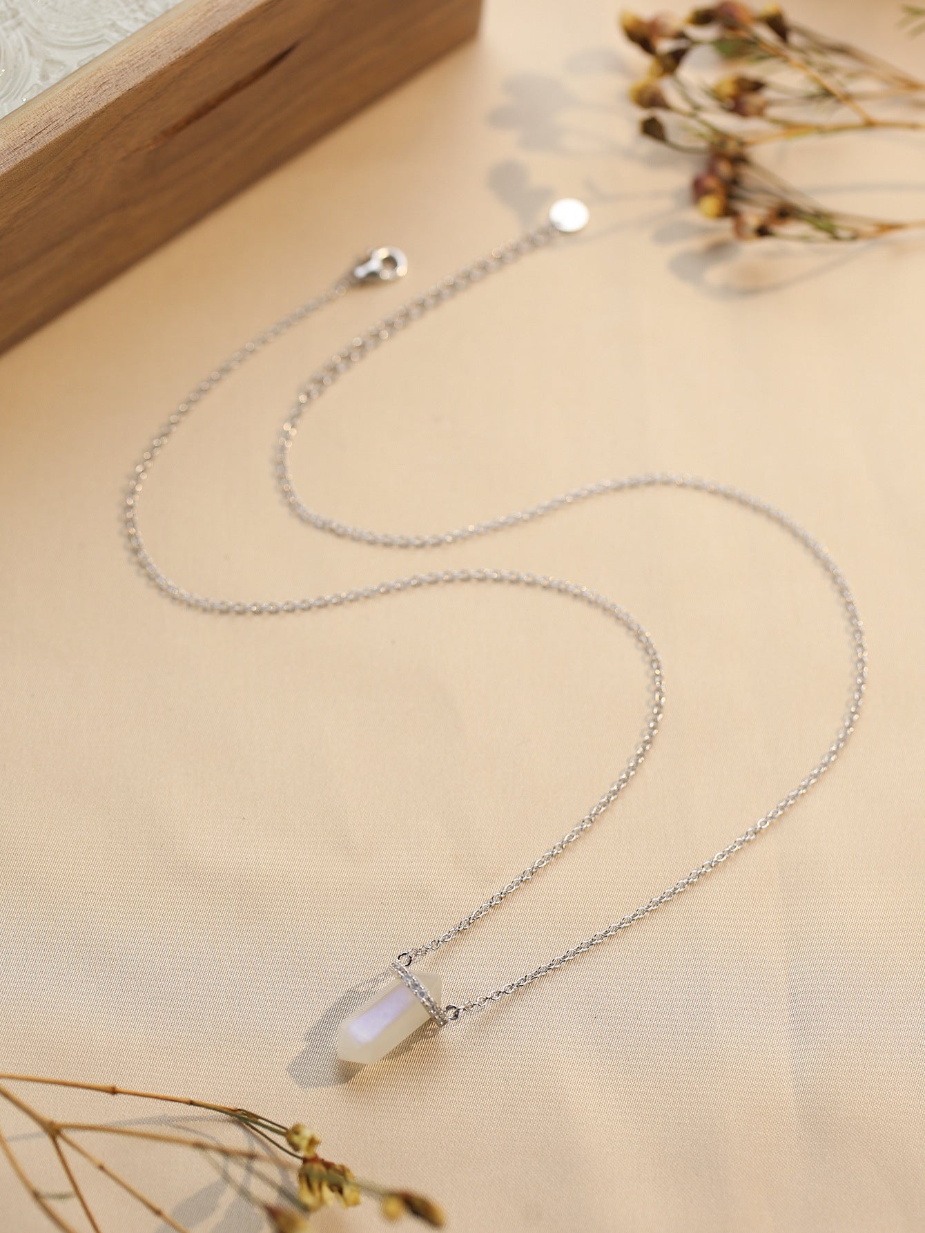 Minimalist Sterling Hexa Moon Necklace