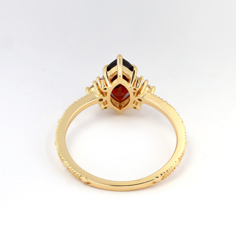 Vintage Marquise Garnet Vermeil Ring