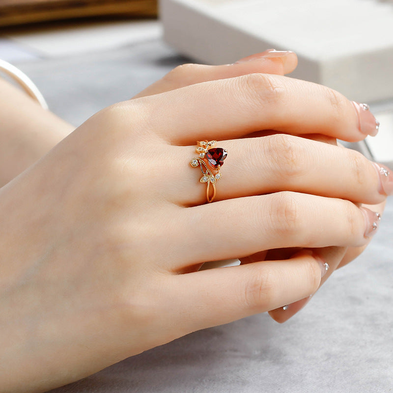 Crimson Vine Garnet Ring