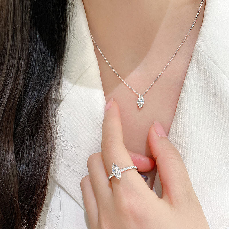 Marquise Moissanite Drop Necklace