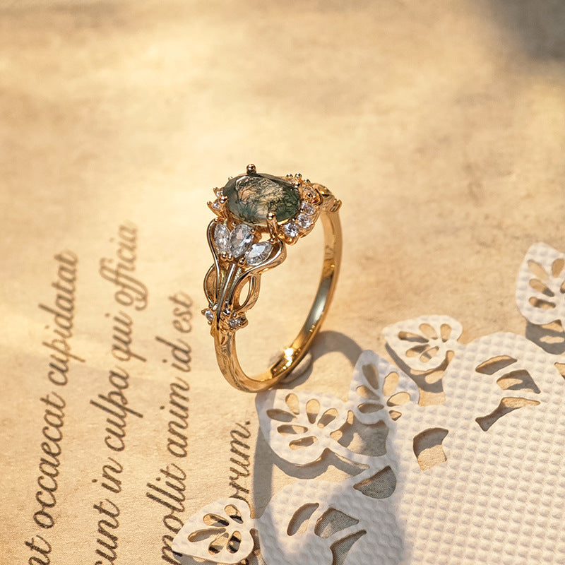 Moss Agate Verdant Grace Ring