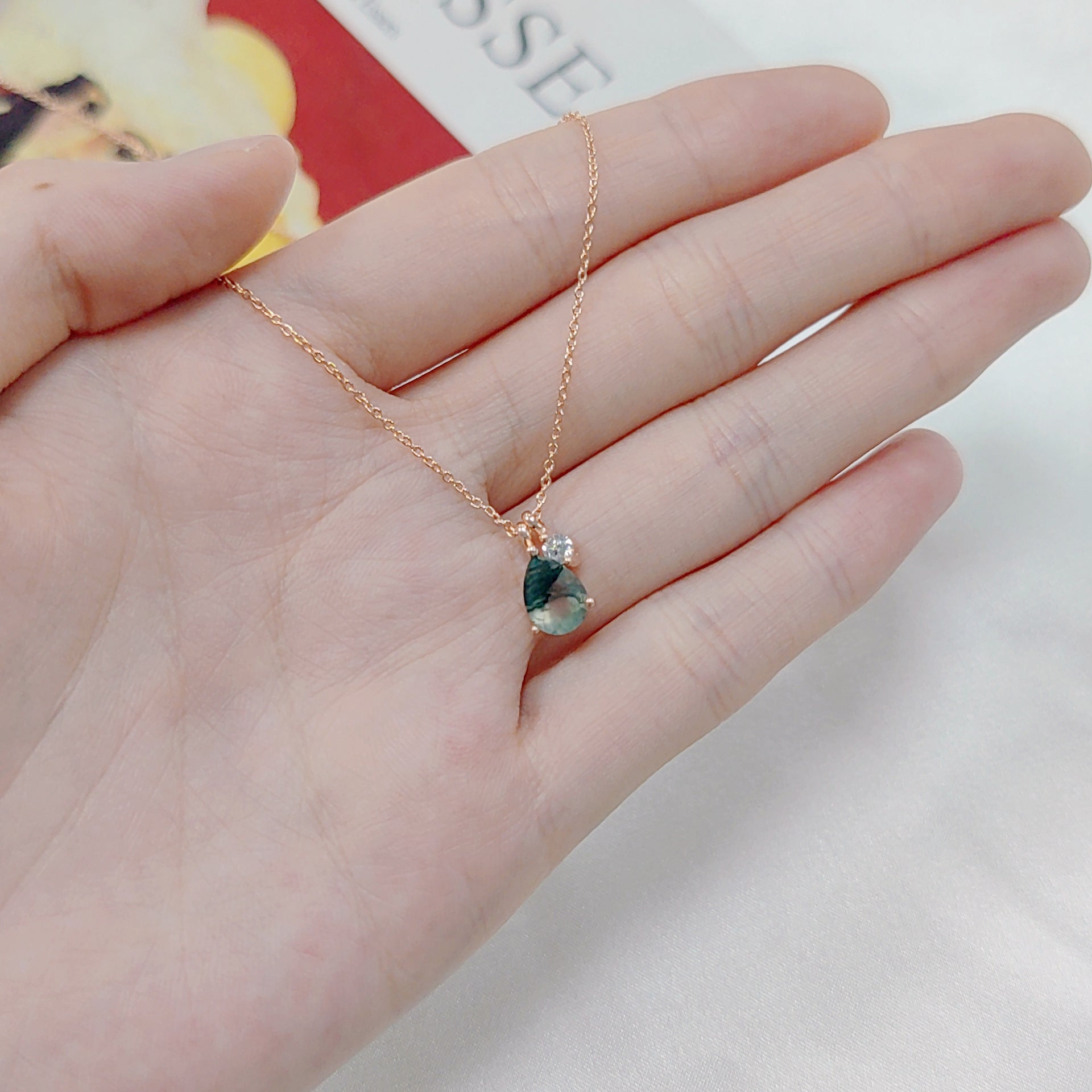 Forest Dew Moss Agate Necklace