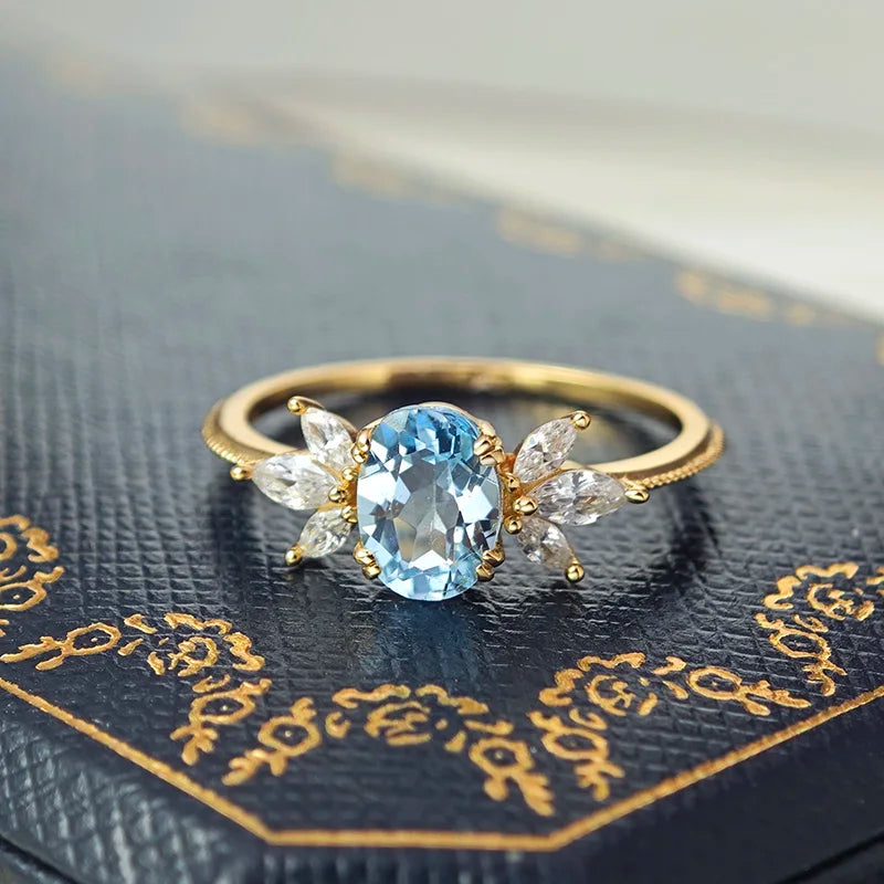 Blue Topaz Bloom Ring
