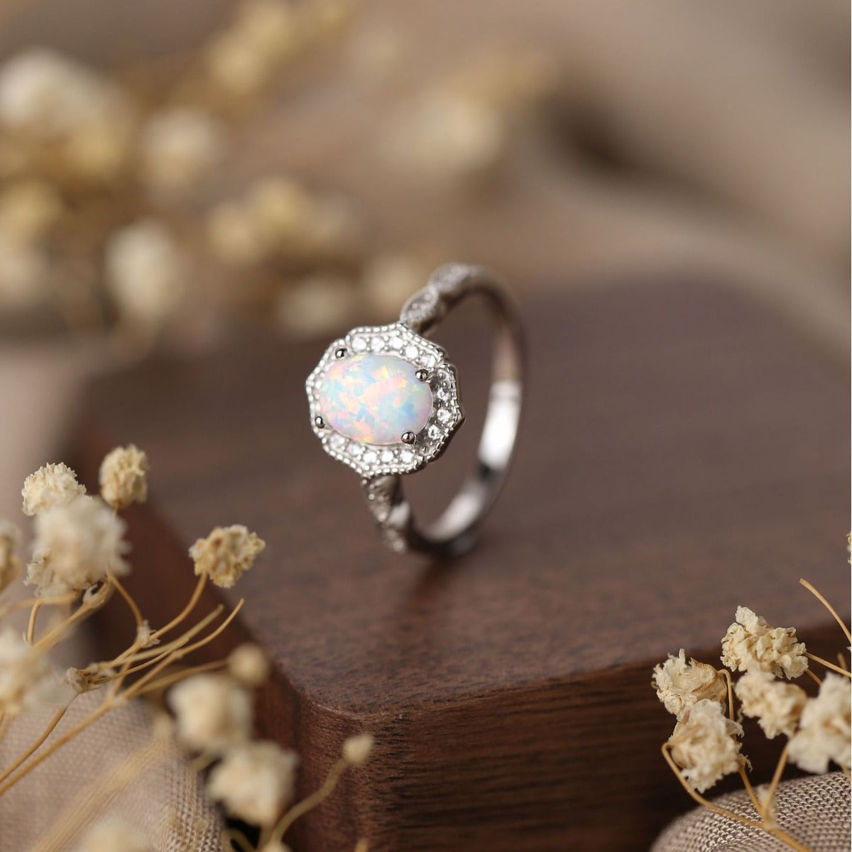 Moonveil Opal Ring