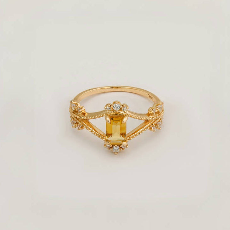 Vintage Citrine Crown Ring
