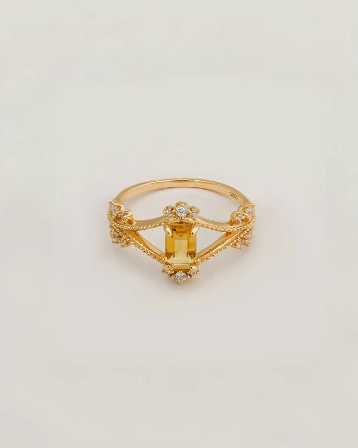 Vintage Citrine Crown Ring
