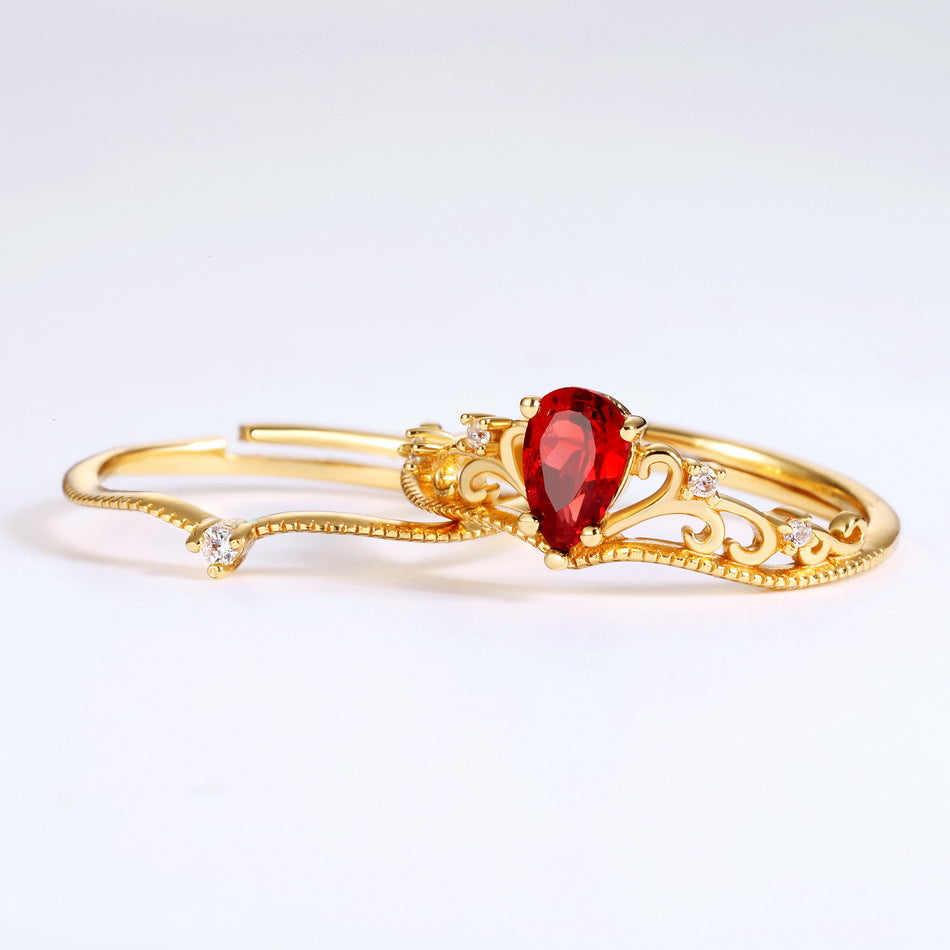 Crimson Crown Ring Set