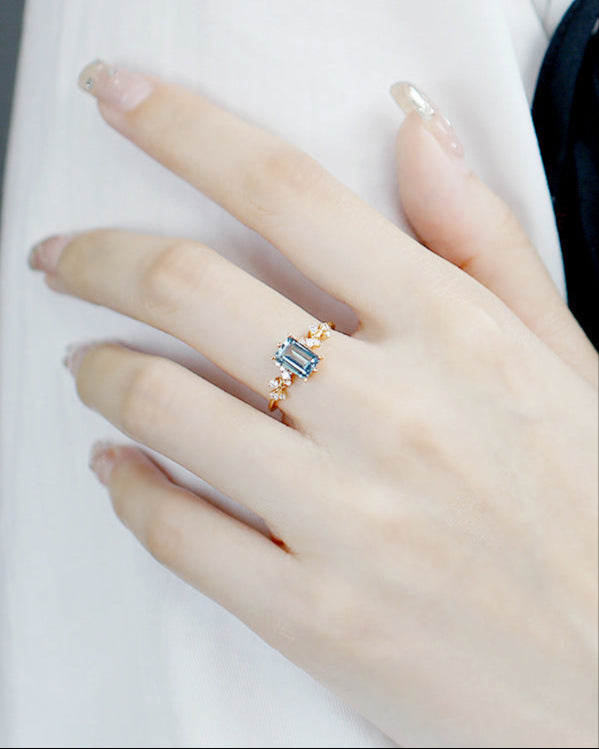 London Blue Emerald-Cut Topaz Ring
