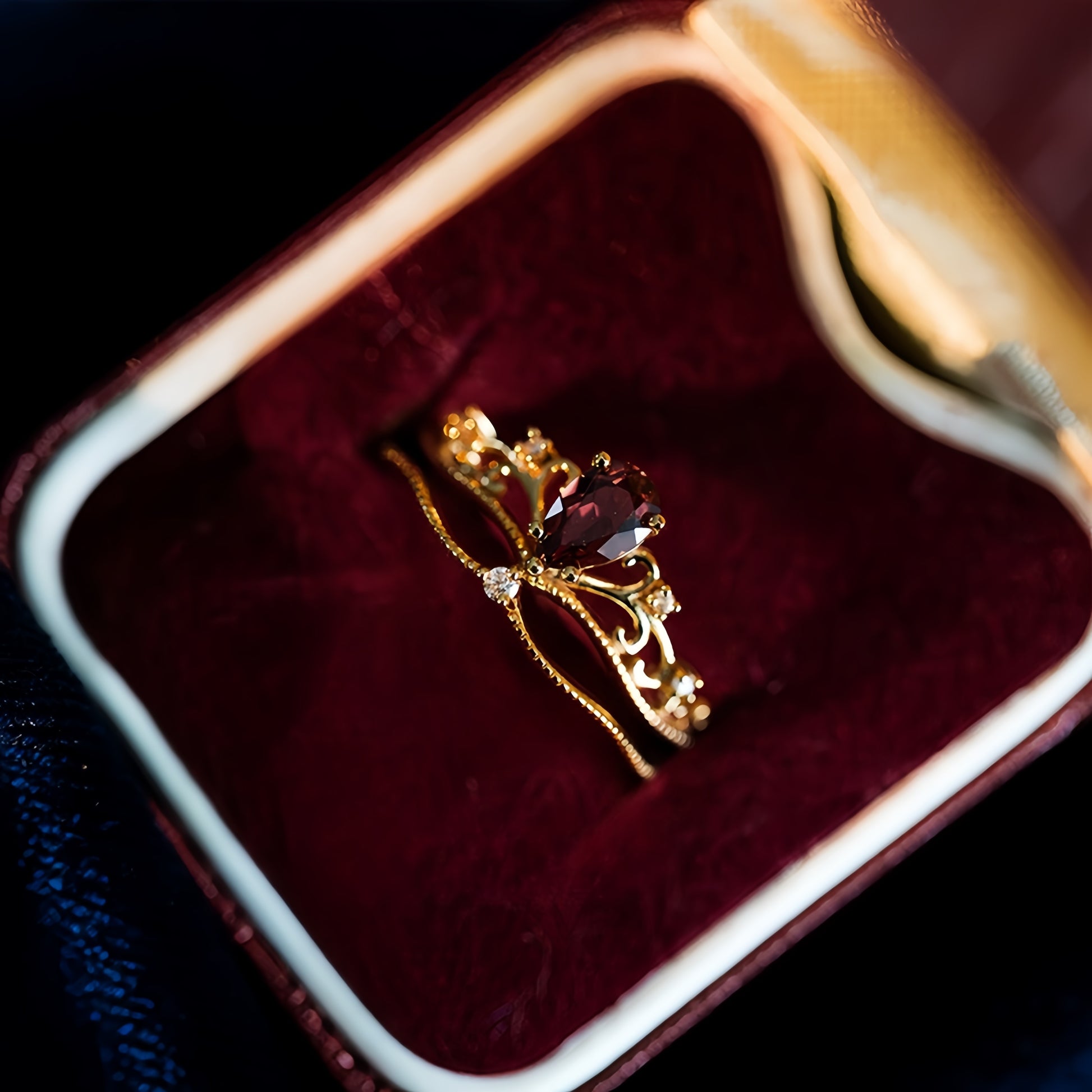 Crimson Crown Ring Set