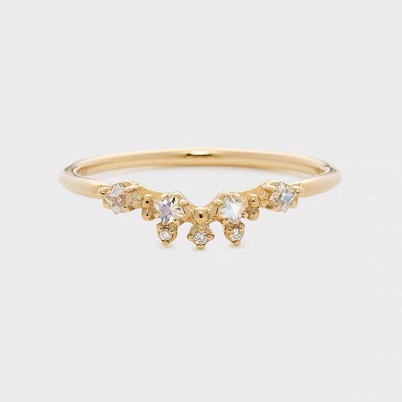 Golden Crown Citrine Ring Set