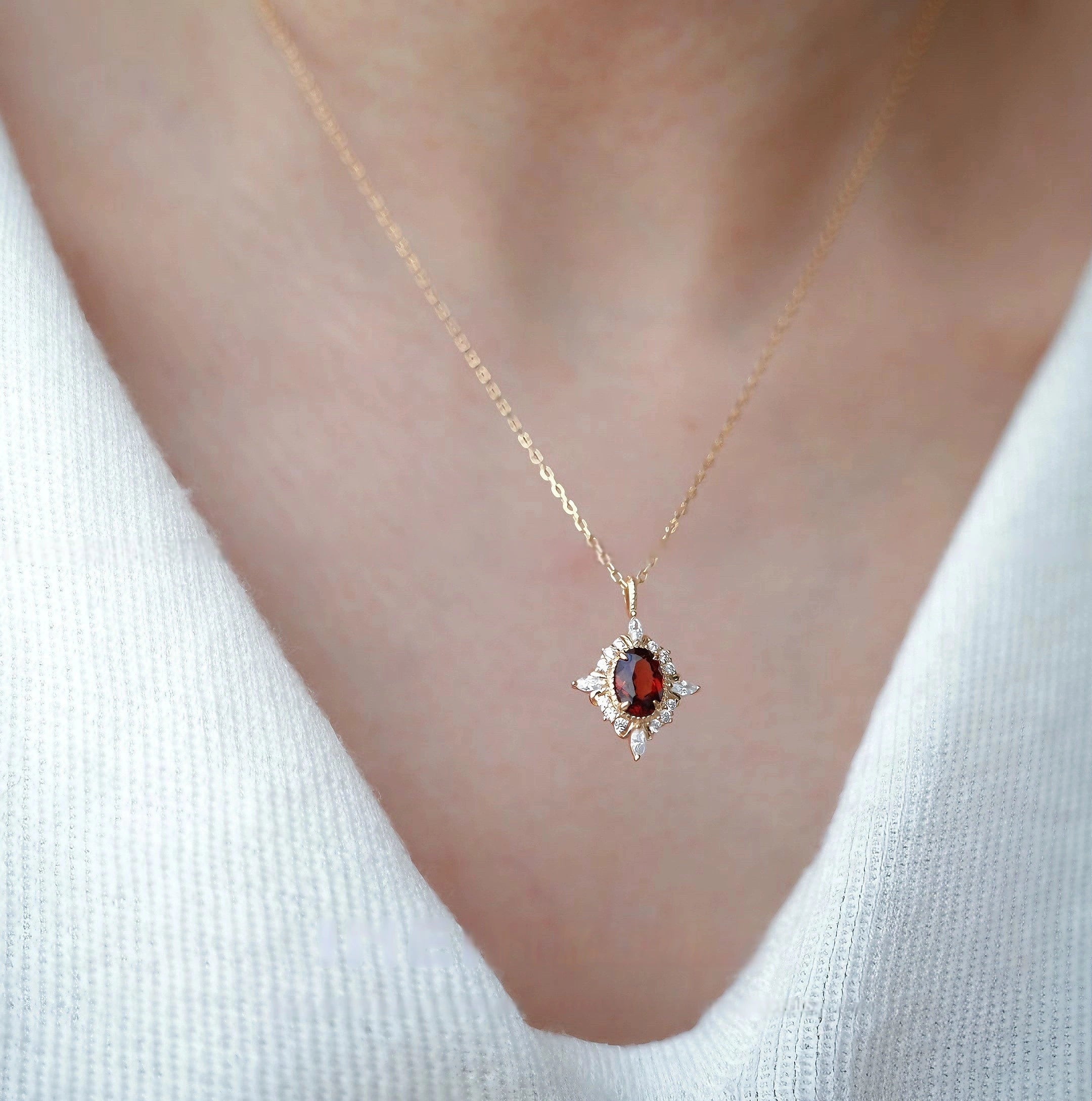 Vintage Scarlet Garnet Necklace