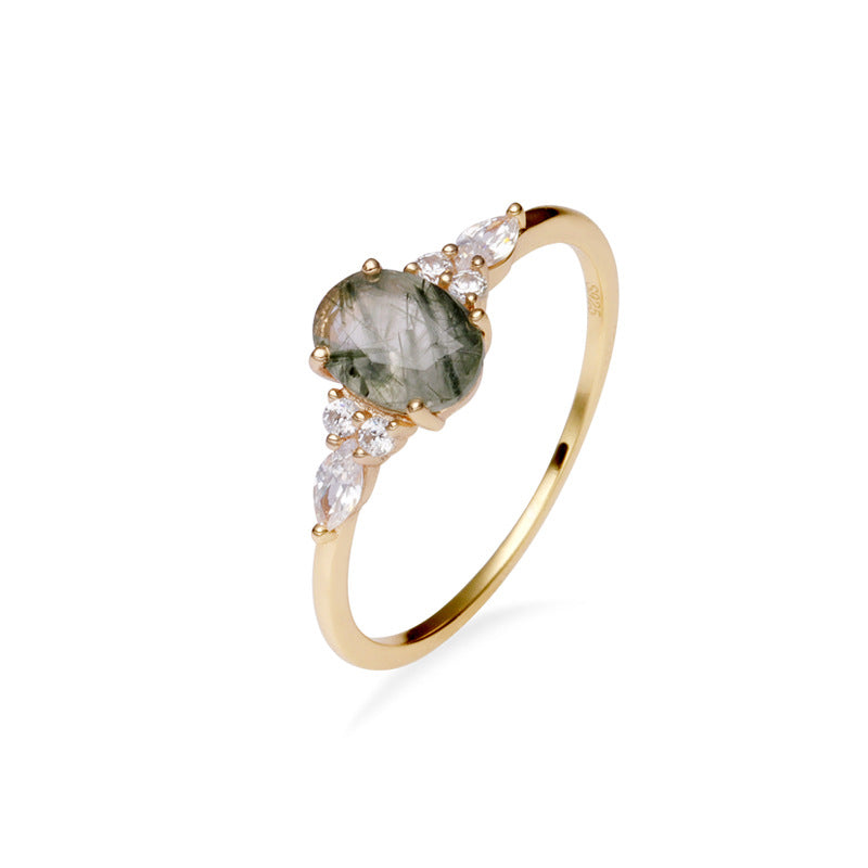 Oval Green Rutilated Quartz Ring