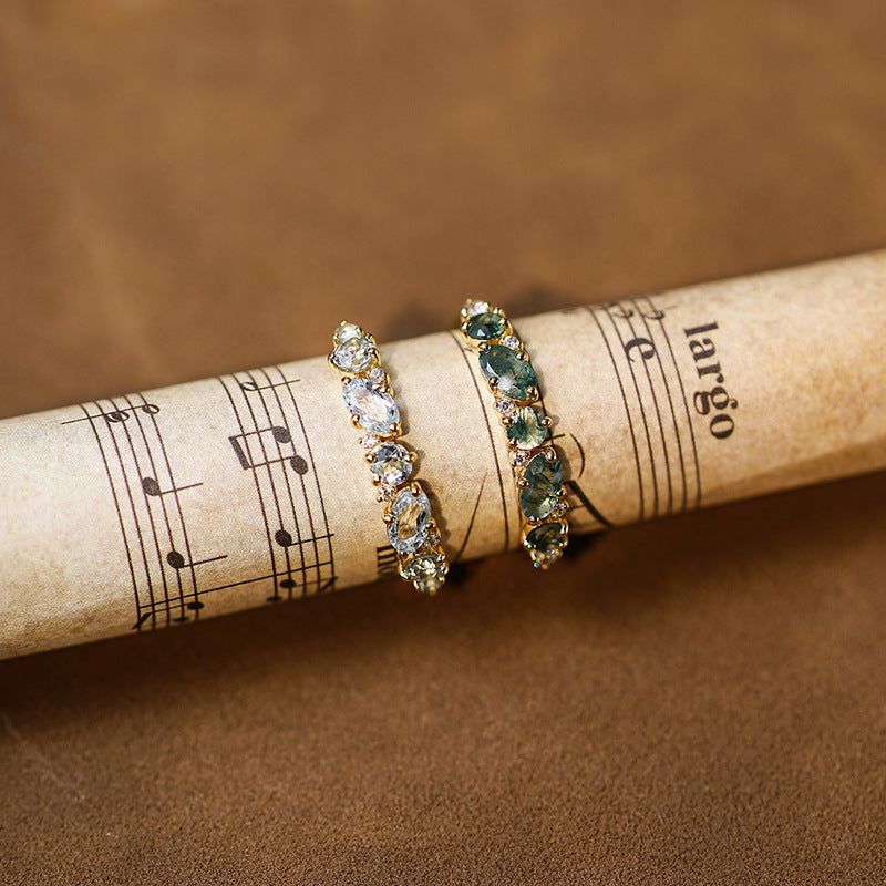 Skyline Spark Blue Topaz Line Ring