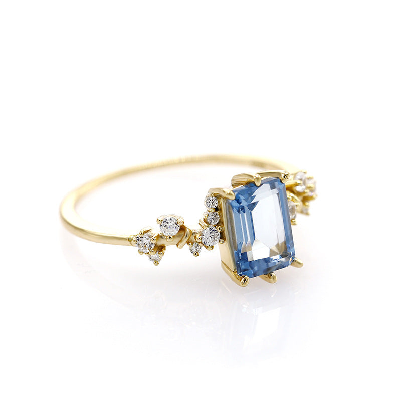 London Blue Emerald-Cut Topaz Ring