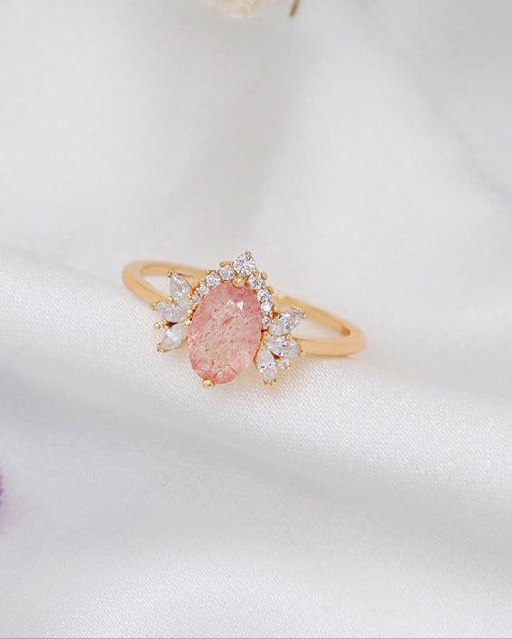 Strawberry Quartz Bloom Ring