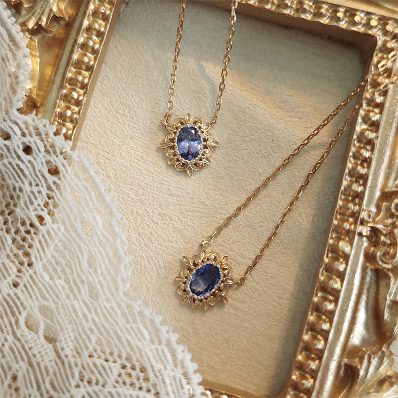 Vintage Oval Cut Tanzanite Necklace