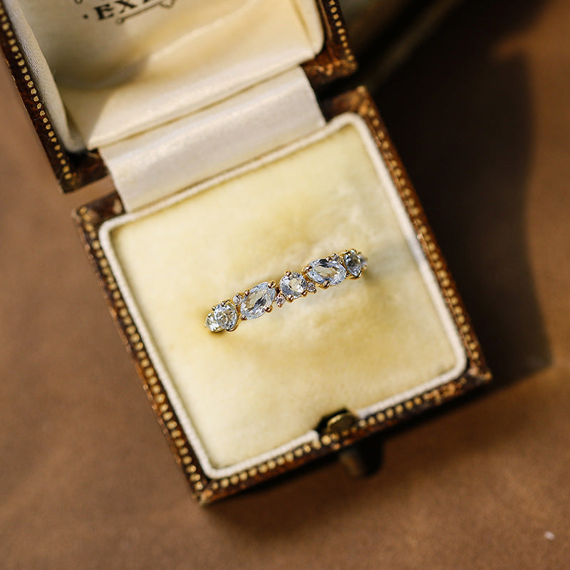 Skyline Spark Blue Topaz Line Ring
