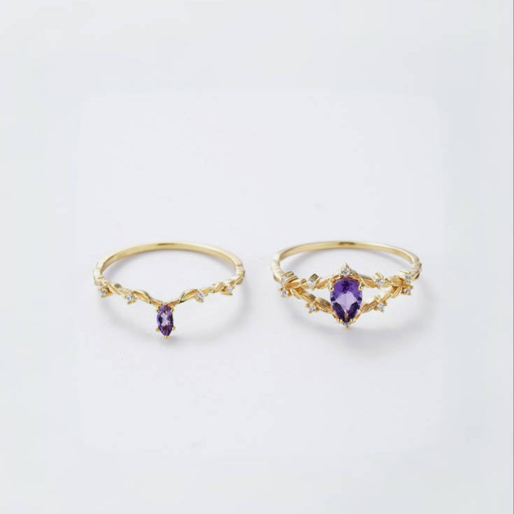 Violet Vine Diadem Stacking Set Ring