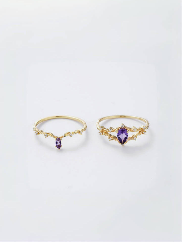 Violet Vine Diadem Stacking Set Ring