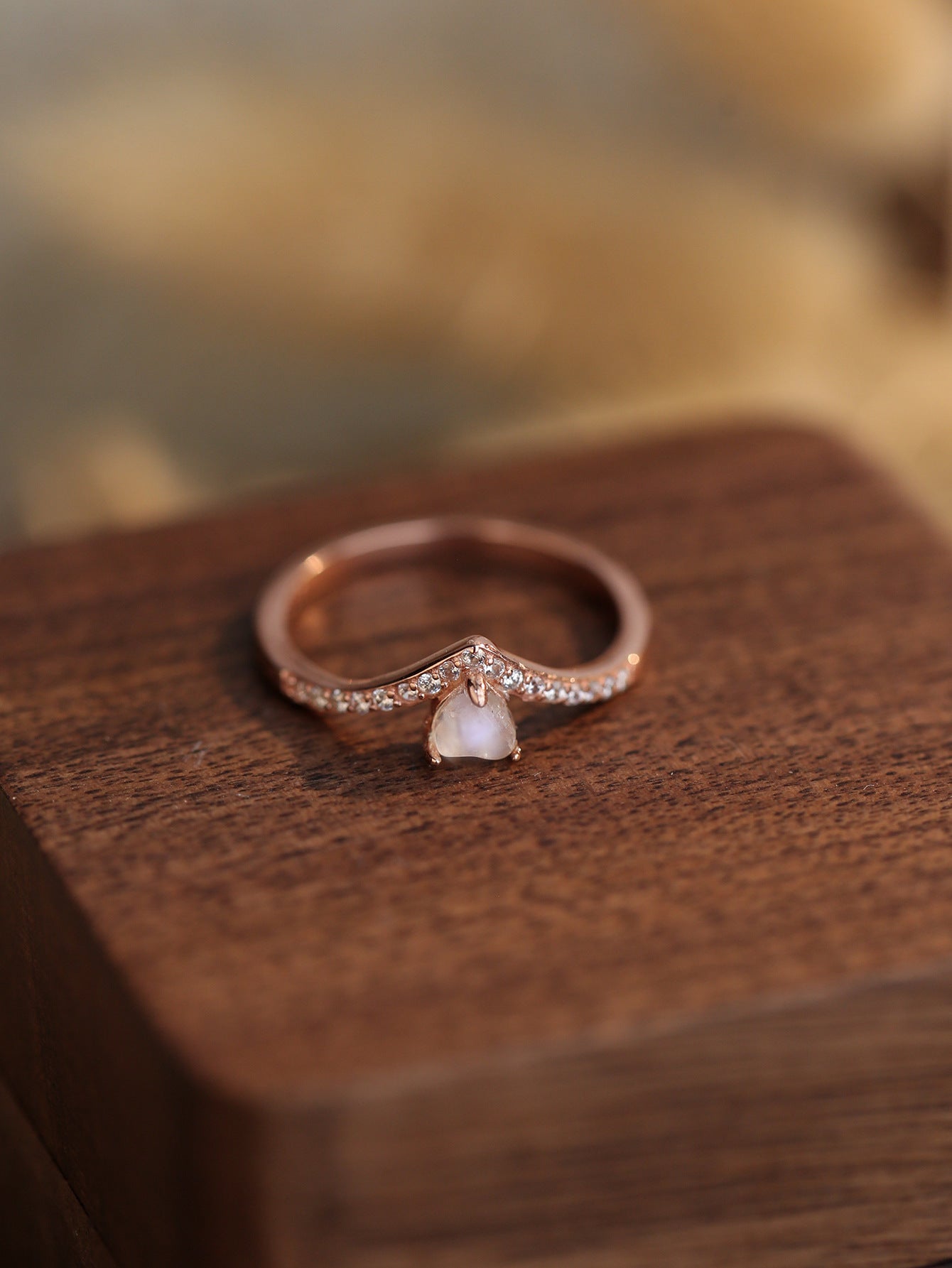 Moonstone Heart V Ring