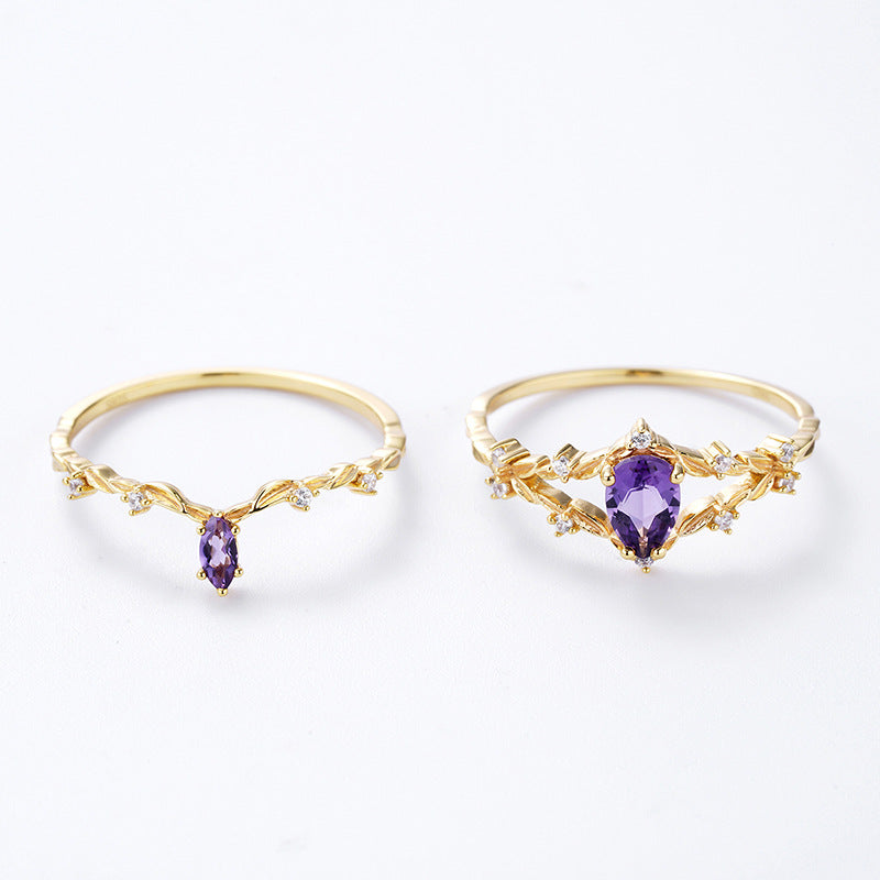 Violet Vine Diadem Stacking Set Ring